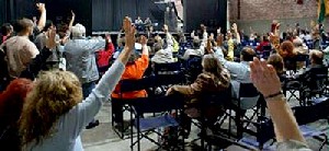 Asamblea de UTE el 20 de mayo pasado.